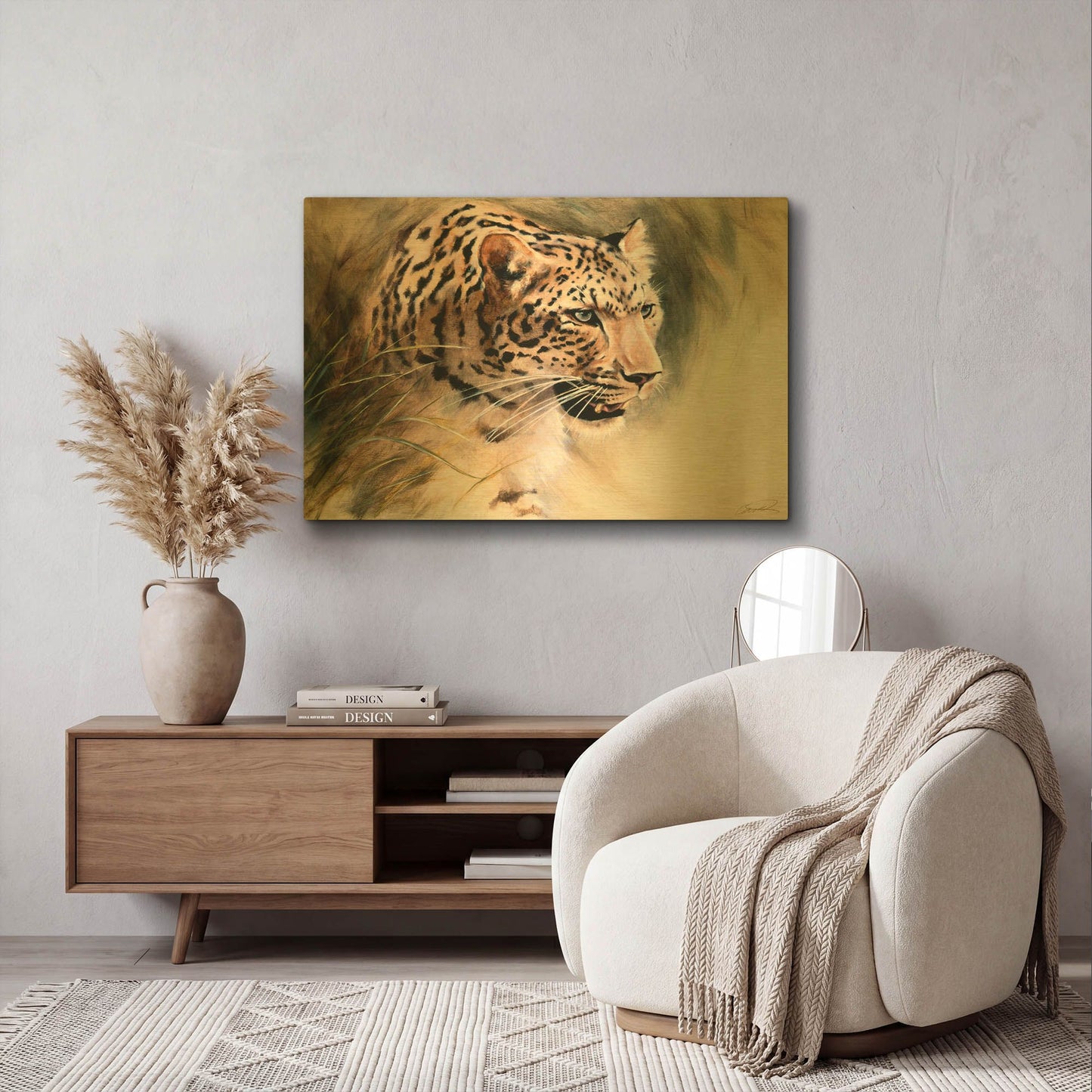 'Leopard' By Robert Campbell Gold Metal Wall Art