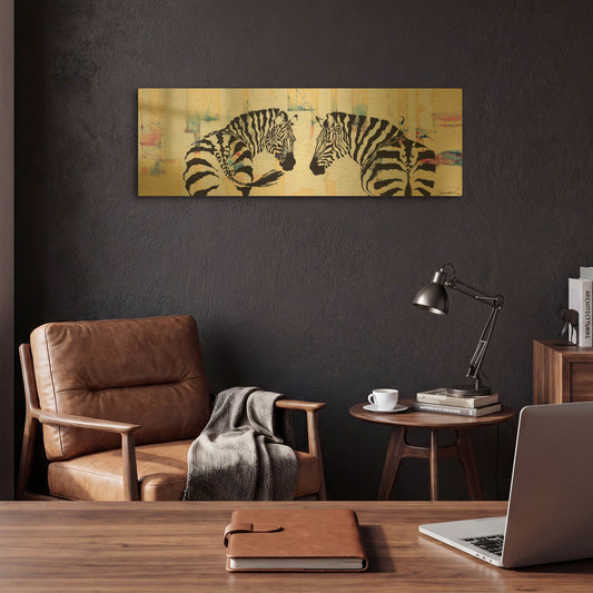 'Zebra Gates' By Robert Campbell Gold Metal Wall Art