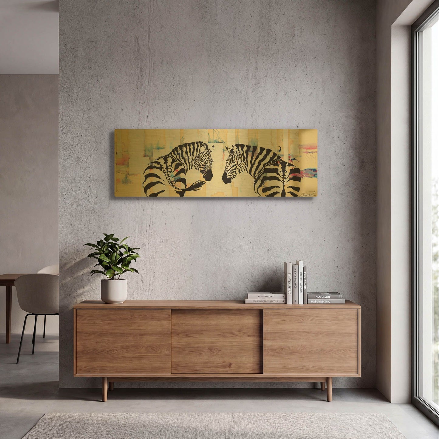 'Zebra Gates' By Robert Campbell Gold Metal Wall Art