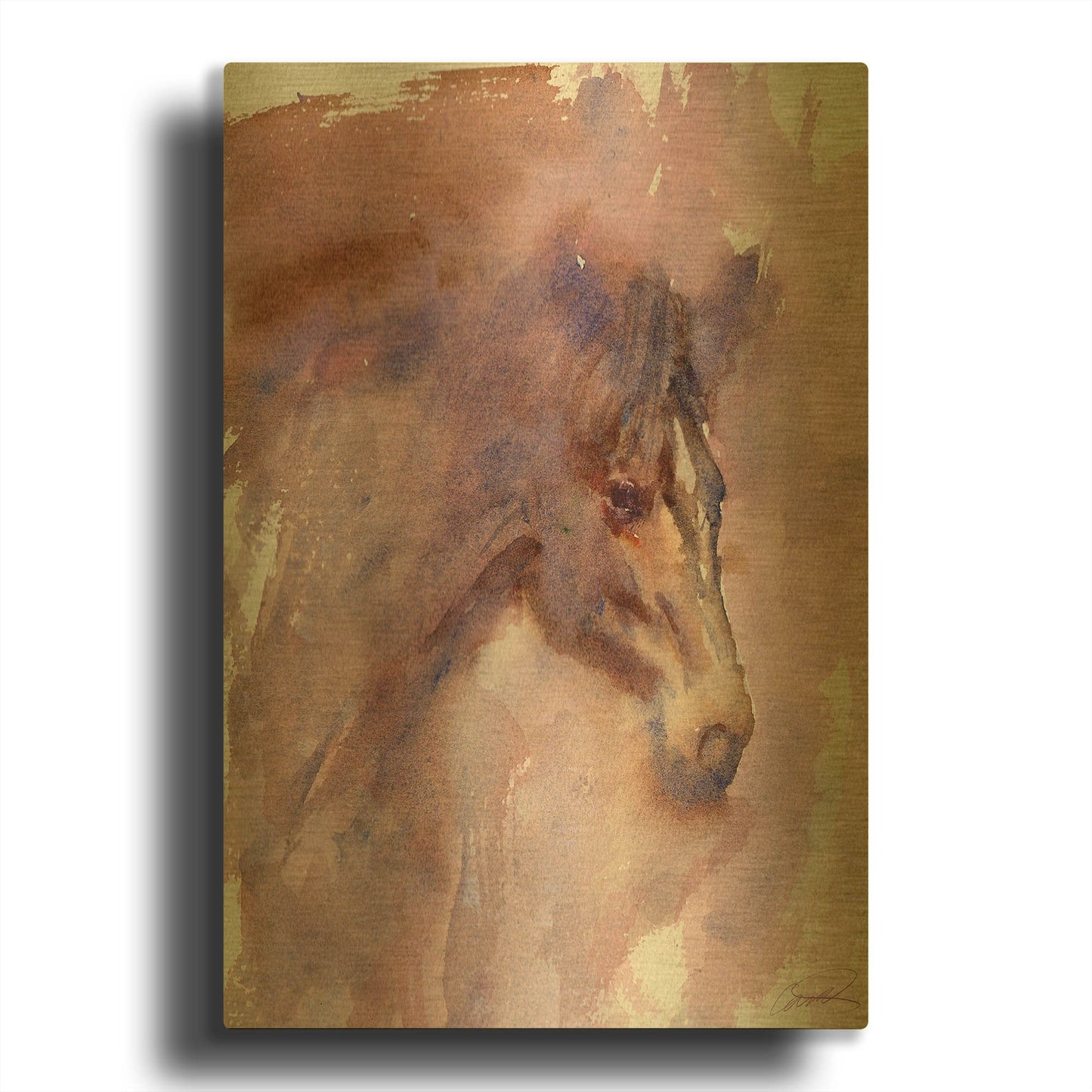 'Expressive Equine' By Robert Campbell Gold Metal Wall Art