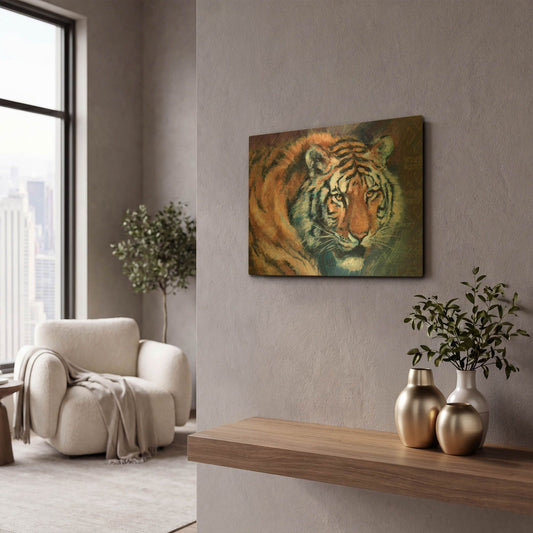 'Tiger Tales' By Robert Campbell Gold Metal Wall Art