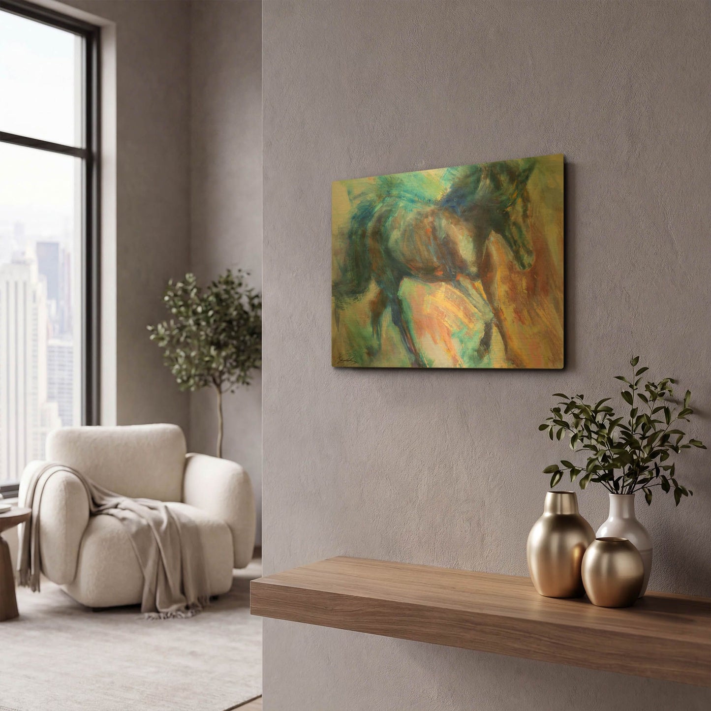 'Equine Fiesta' By Robert Campbell Gold Metal Wall Art