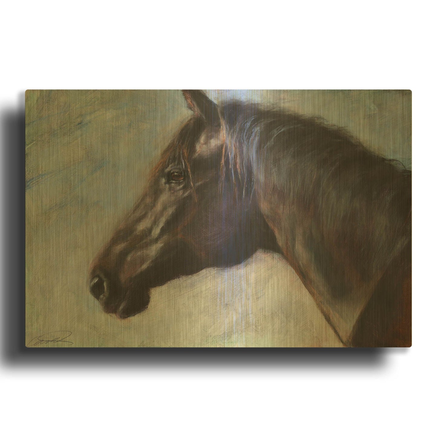 'Equine Encounter' By Robert Campbell Gold Metal Wall Art