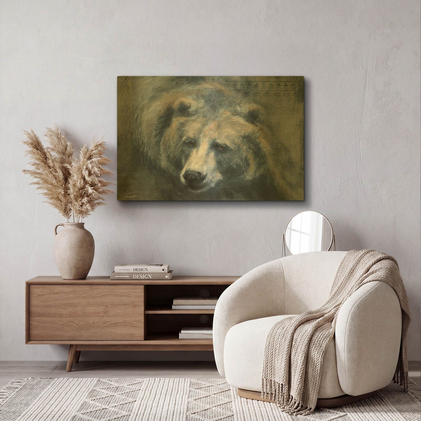 'Grizzly Encounter' By Robert Campbell Gold Metal Wall Art
