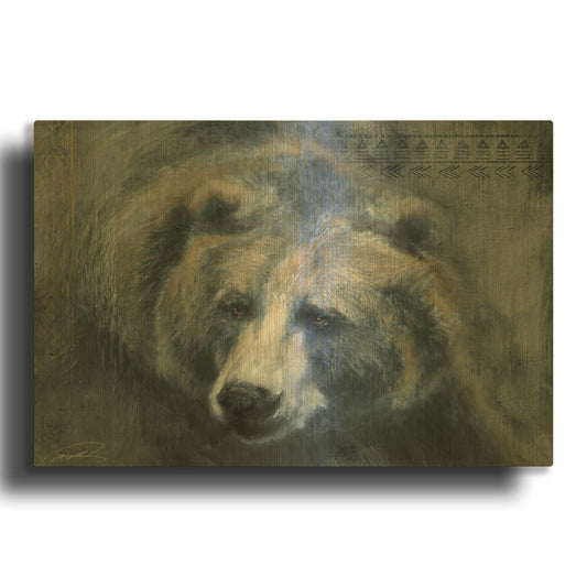 'Grizzly Encounter' By Robert Campbell Gold Metal Wall Art
