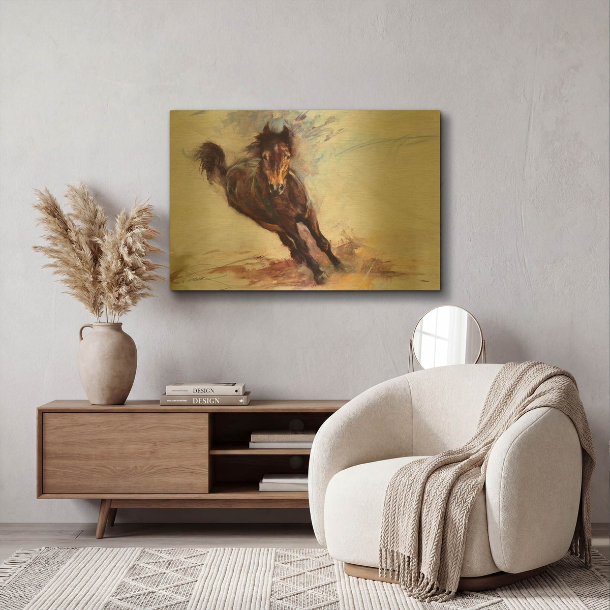 'Horse Having Fun' By Robert Campbell Gold Metal Wall Art
