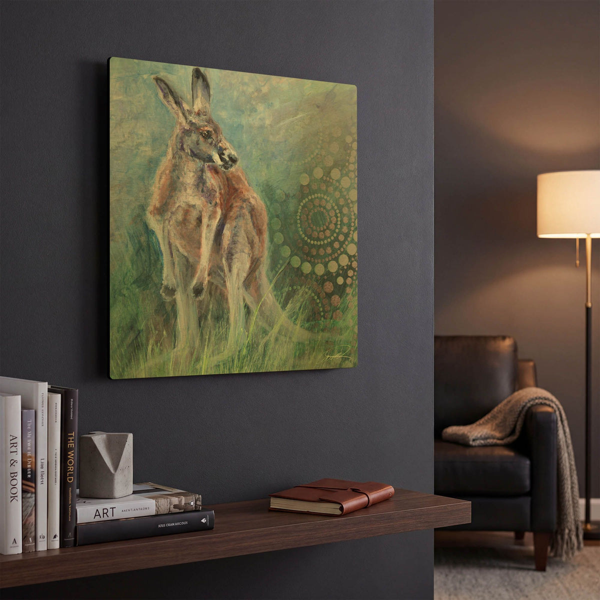 'Red Kangaroo' By Robert Campbell Gold Metal Wall Art