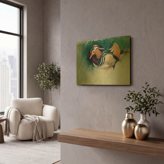 'Mandarin Duck Soup' By Robert Campbell Gold Metal Wall Art