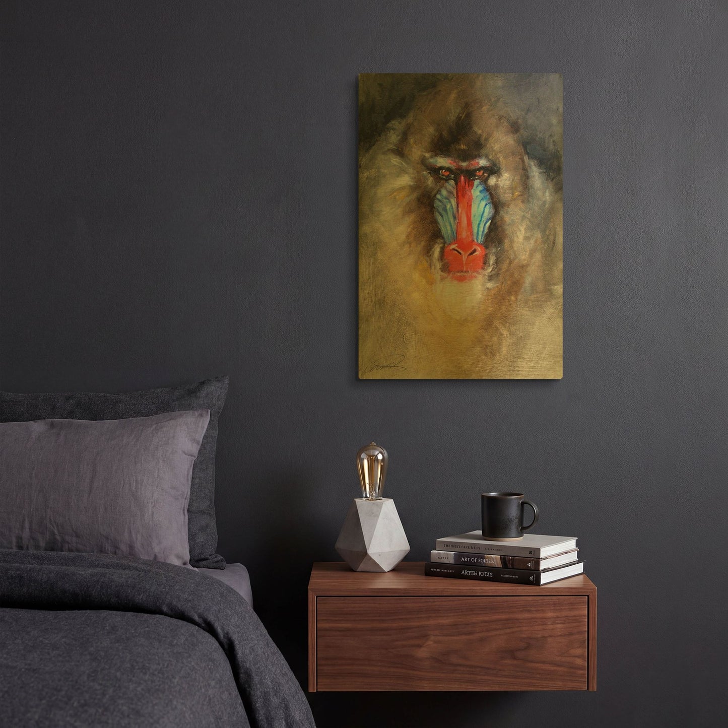 'Blushing Mandrill' By Robert Campbell Gold Metal Wall Art