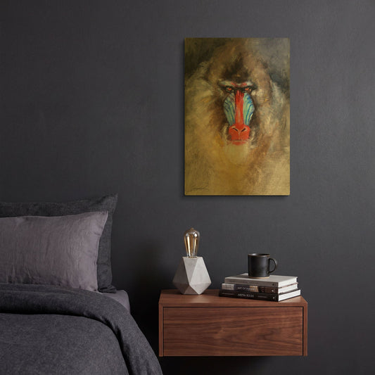 'Blushing Mandrill' By Robert Campbell Gold Metal Wall Art