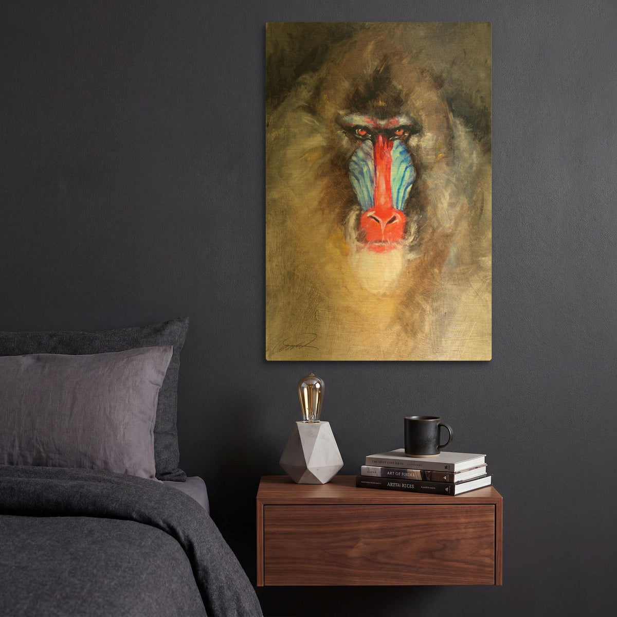 'Blushing Mandrill' By Robert Campbell Gold Metal Wall Art