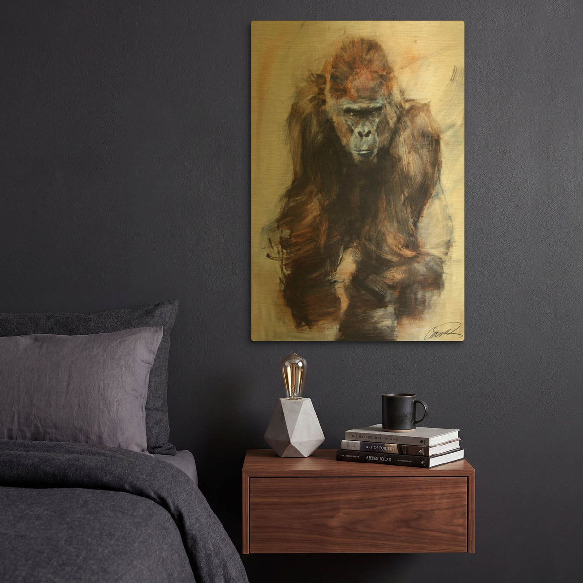 'Gorilla Glare' By Robert Campbell Gold Metal Wall Art