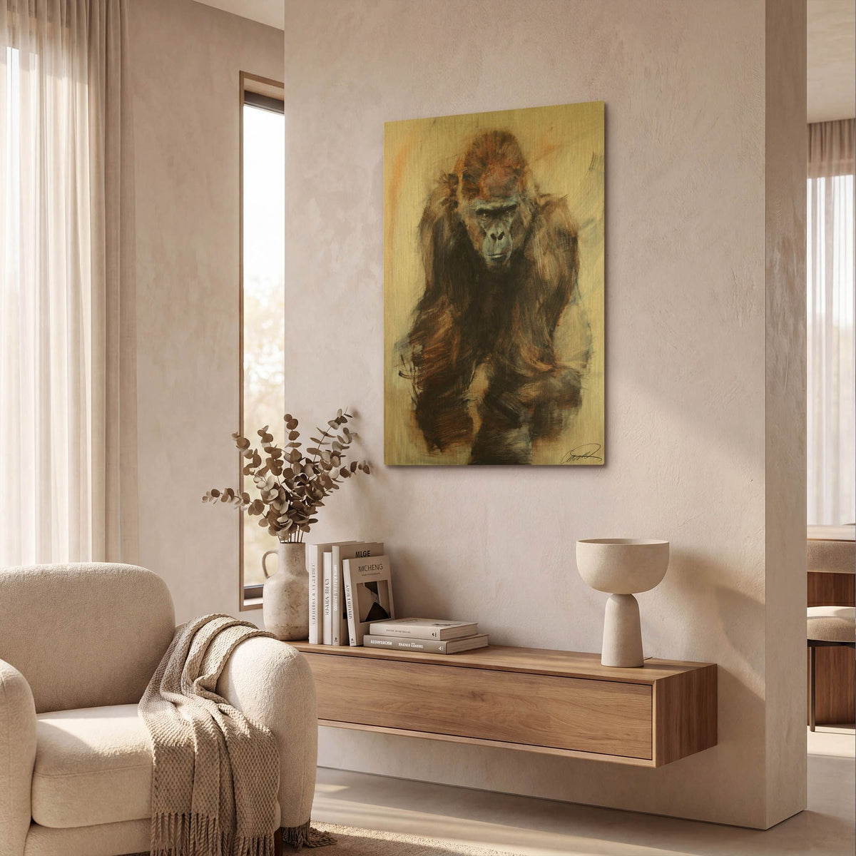 'Gorilla Glare' By Robert Campbell Gold Metal Wall Art