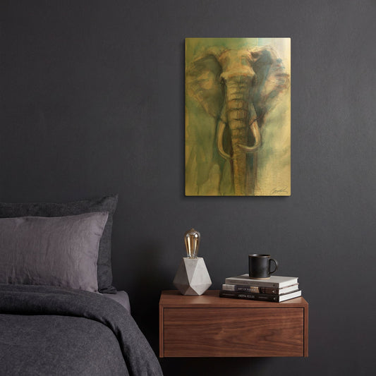 'Gentle Giant Elephant' By Robert Campbell Gold Metal Wall Art