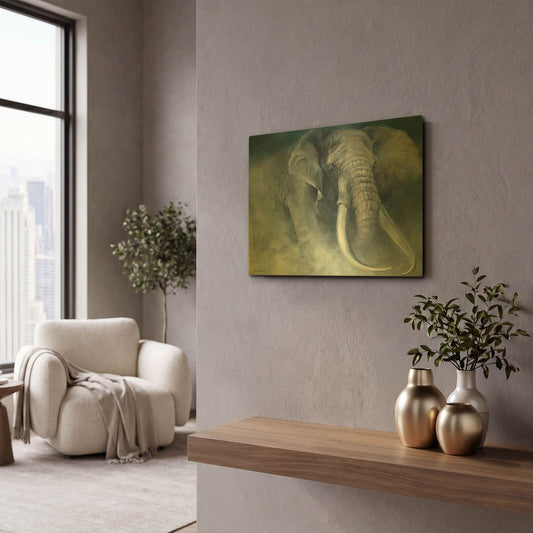 'Elephant Ambush' By Robert Campbell Gold Metal Wall Art