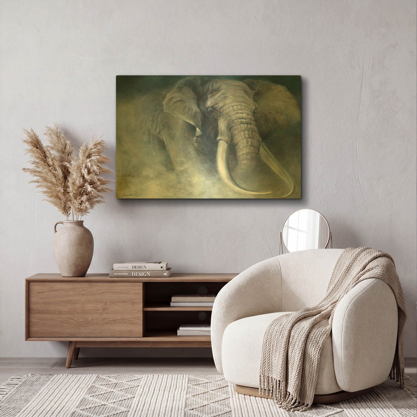 'Elephant Ambush' By Robert Campbell Gold Metal Wall Art