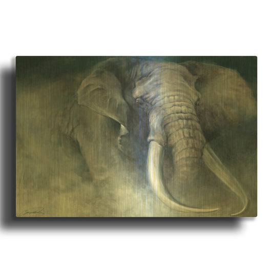 'Elephant Ambush' By Robert Campbell Gold Metal Wall Art