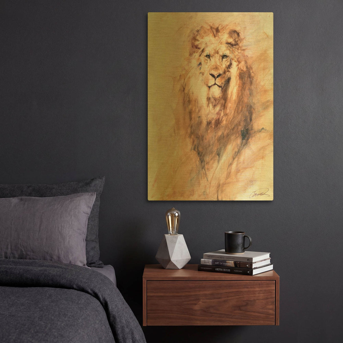'Look of a Lion' By Robert Campbell Gold Metal Wall Art