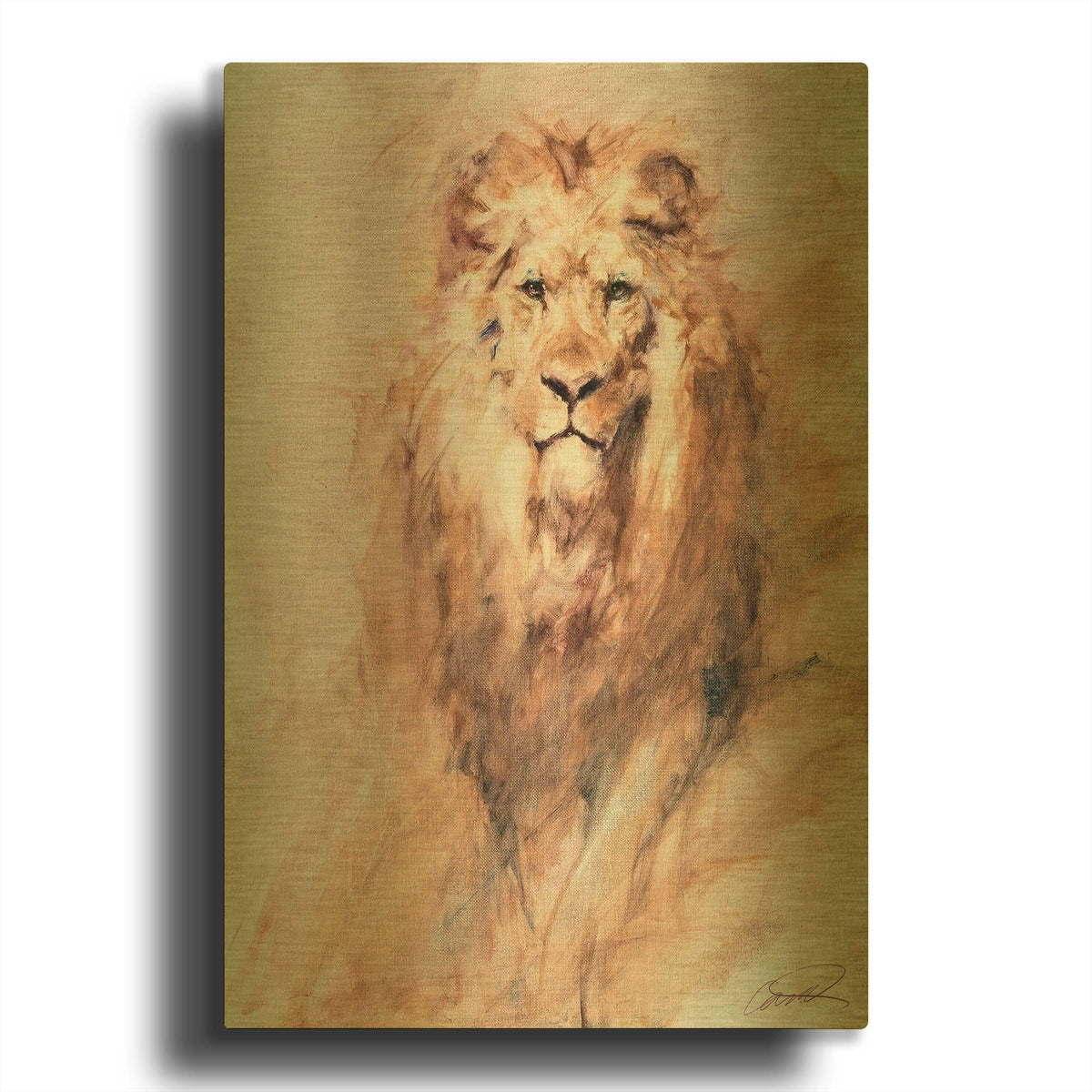 'Look of a Lion' By Robert Campbell Gold Metal Wall Art