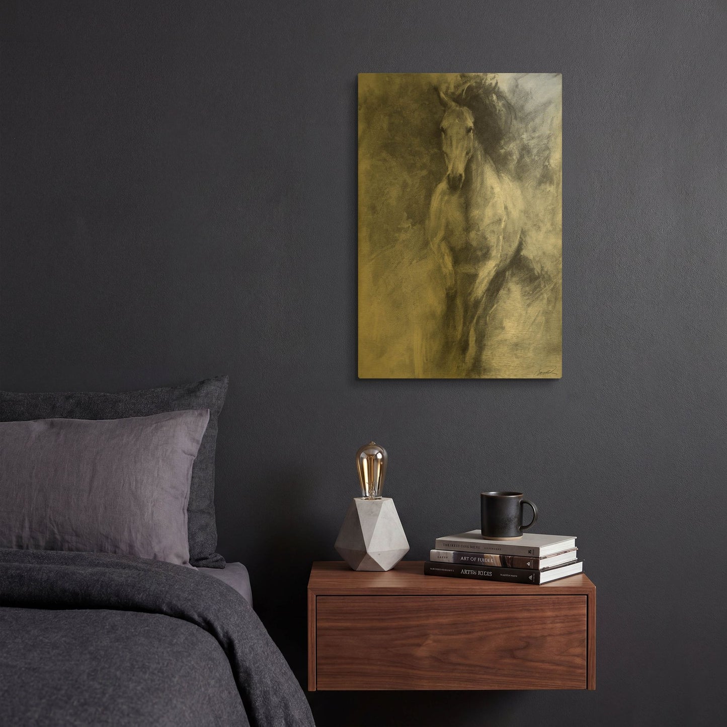 'Incoming Equine' By Robert Campbell Gold Metal Wall Art