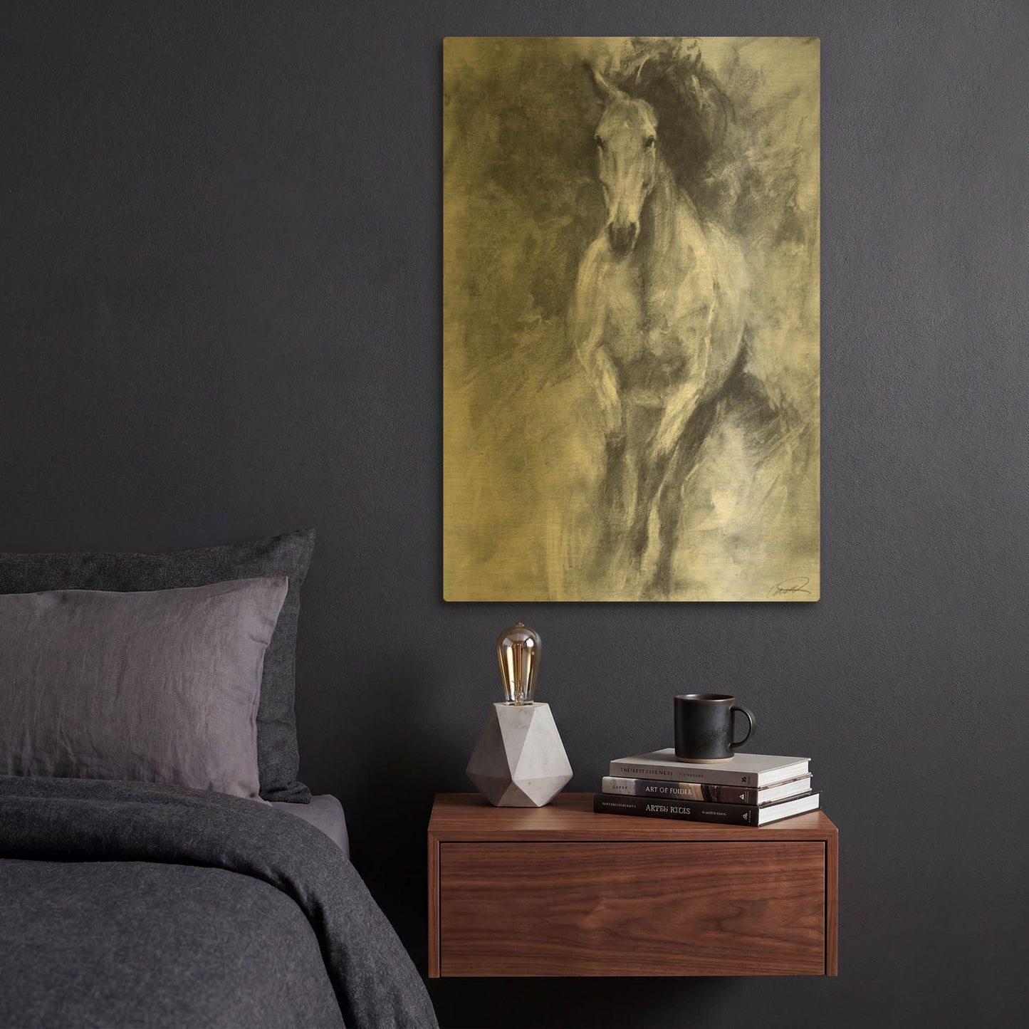 'Incoming Equine' By Robert Campbell Gold Metal Wall Art