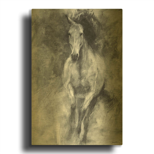 'Incoming Equine' By Robert Campbell Gold Metal Wall Art