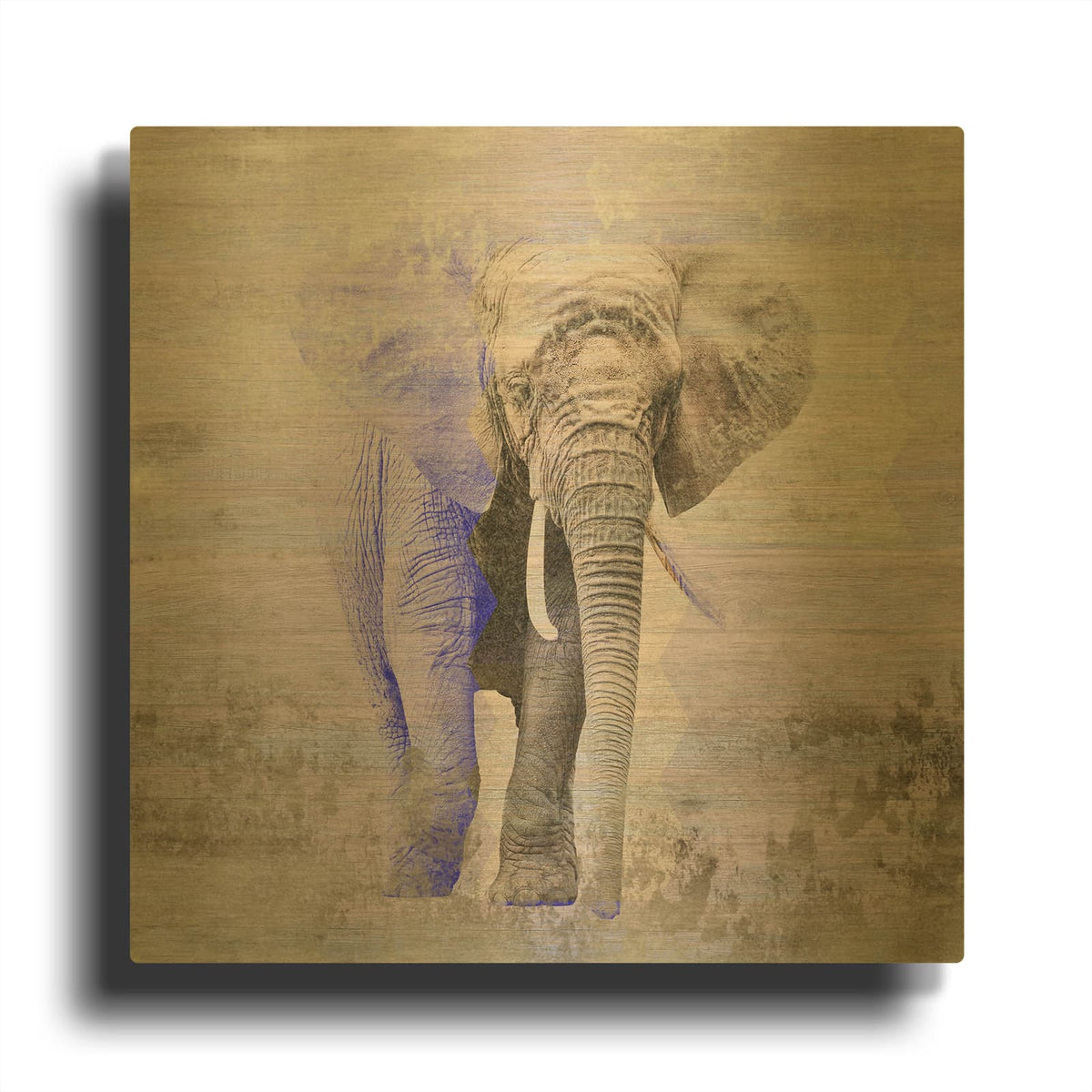 'Rustic Purple Elephant' By Irena Orlov Gold Metal Wall Art
