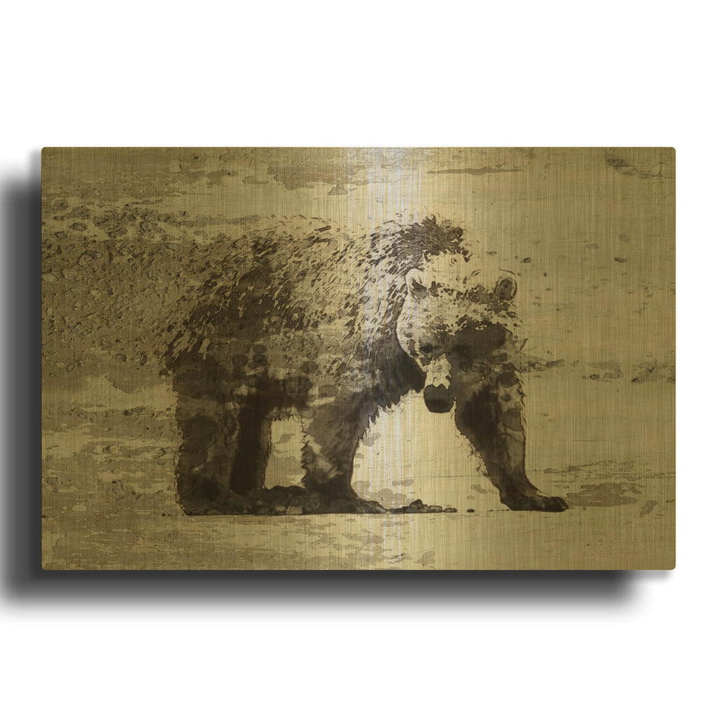 'Walking Bear' By Irena Orlov Gold Metal Wall Art