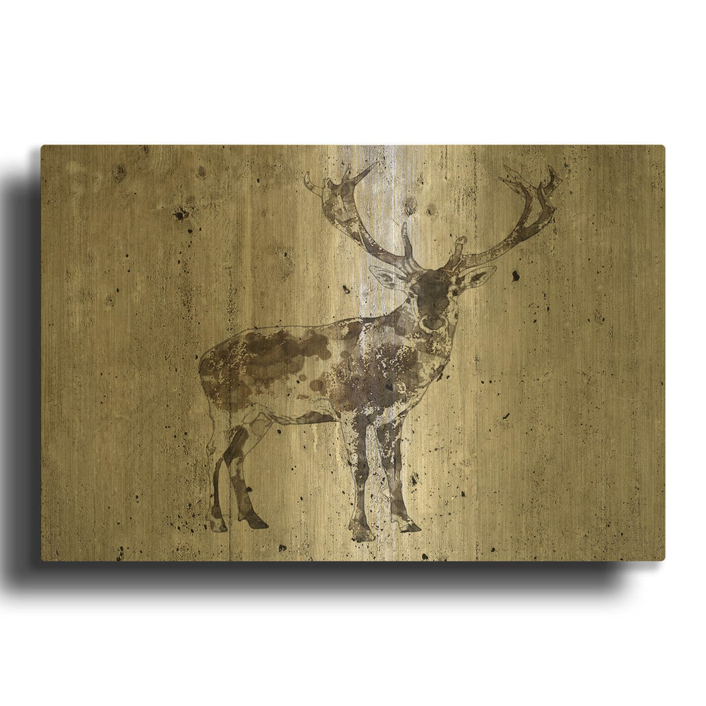 'Rustic Deer 3' By Irena Orlov Gold Metal Wall Art