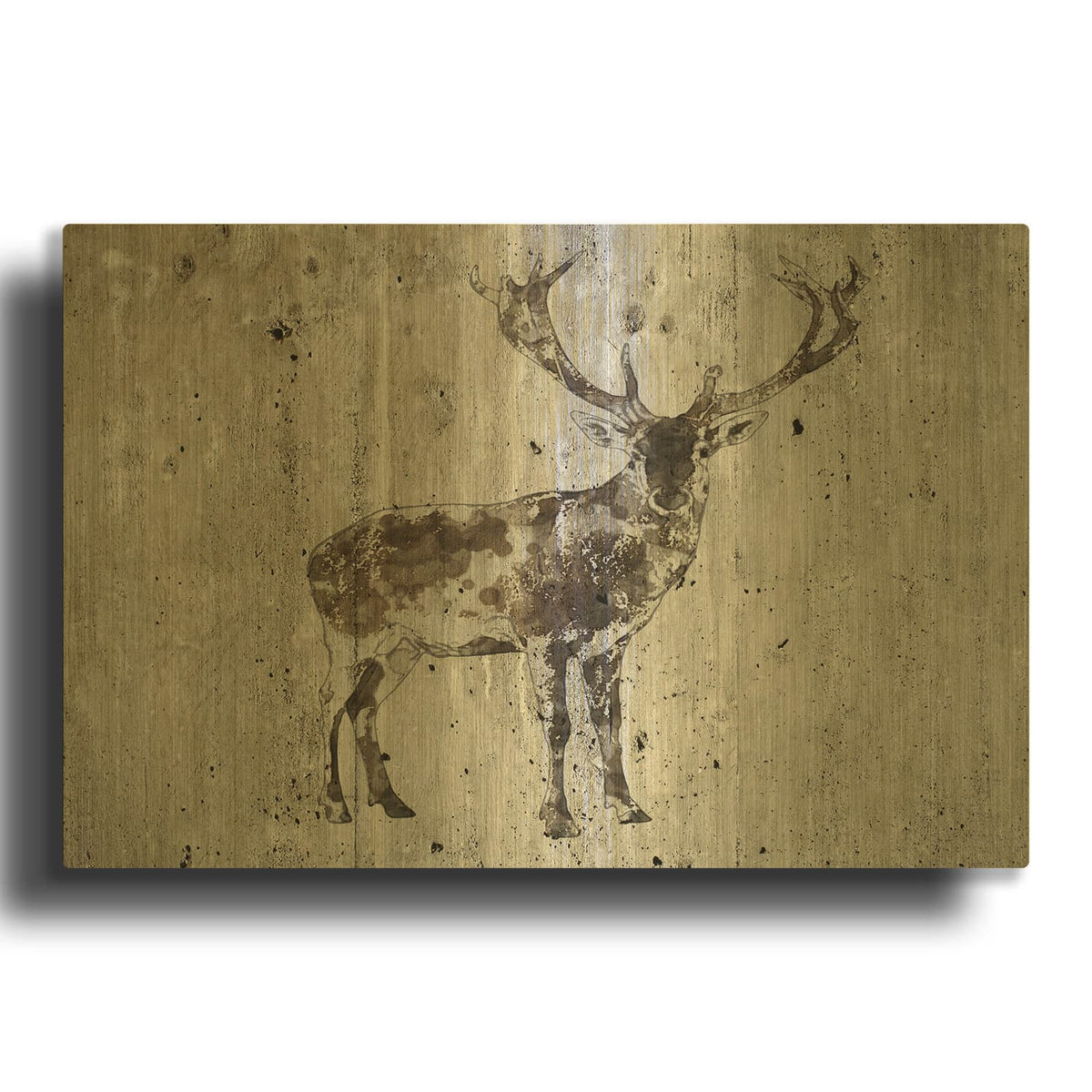 'Rustic Deer 3' By Irena Orlov Gold Metal Wall Art
