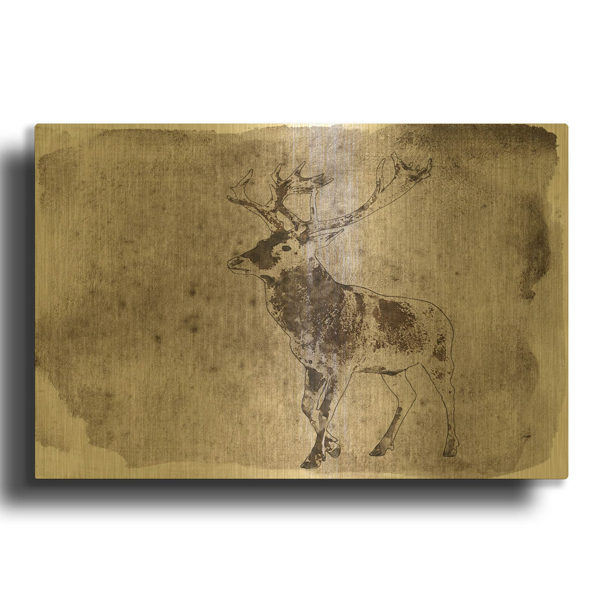 'Brown Deer 1' By Irena Orlov Gold Metal Wall Art