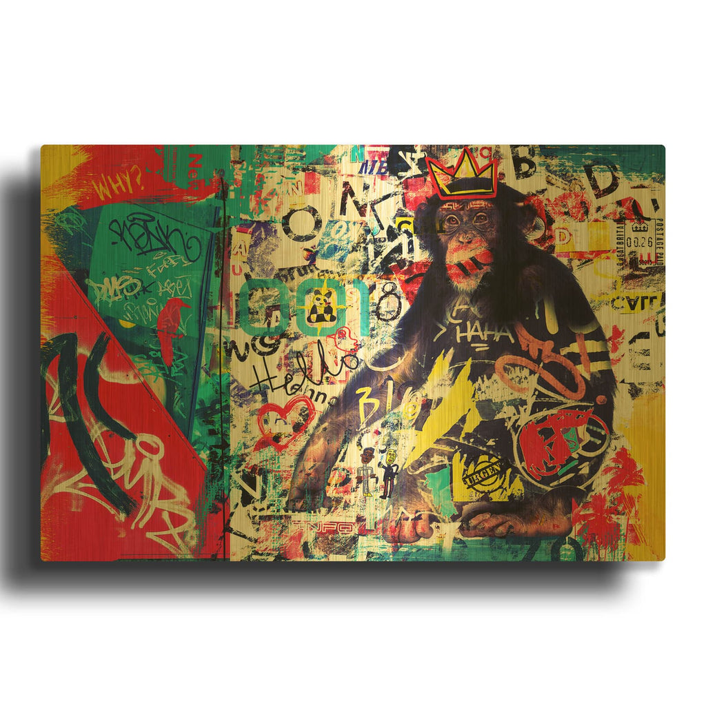 'Monkey Street Art 1' By Irena Orlov Gold Metal Wall Art