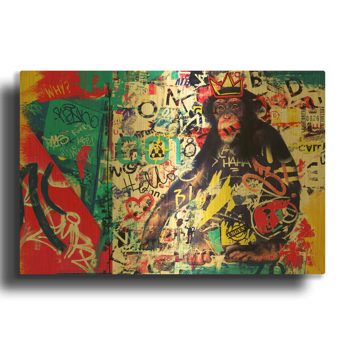 'Monkey Street Art 1' By Irena Orlov Gold Metal Wall Art