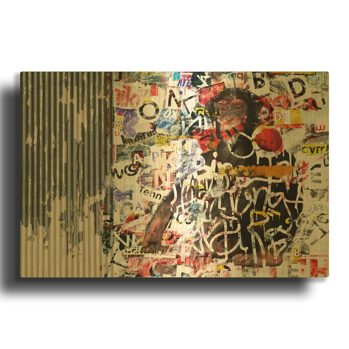 'Chimp Street Art' By Irena Orlov Gold Metal Wall Art