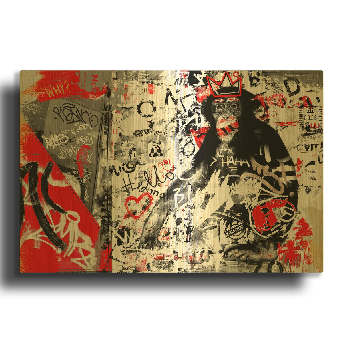 'Monkey Street Art' By Irena Orlov Gold Metal Wall Art