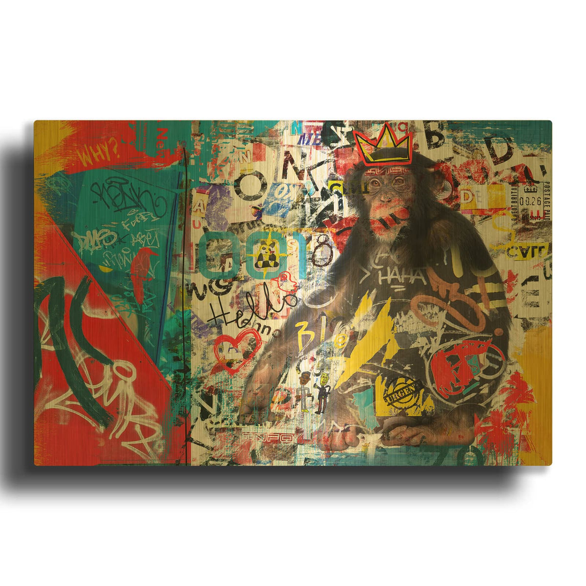 'Monkey Street Art 2' By Irena Orlov Gold Metal Wall Art