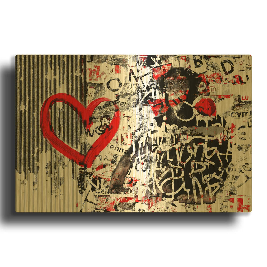 'Chimp Street Art 2' By Irena Orlov Gold Metal Wall Art