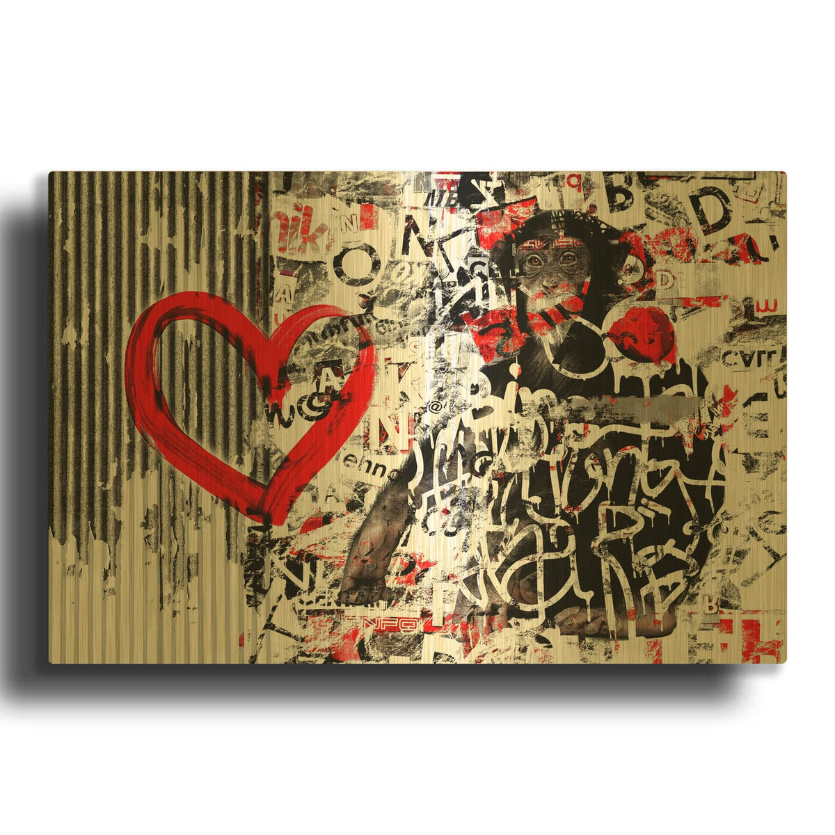 'Chimp Street Art 2' By Irena Orlov Gold Metal Wall Art