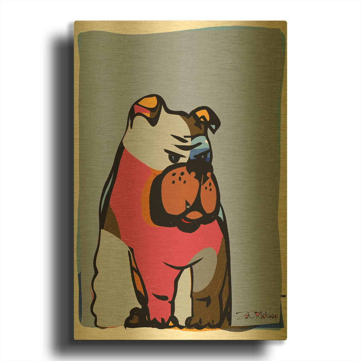 'BowWow Blue' By Irena Orlov Gold Metal Wall Art