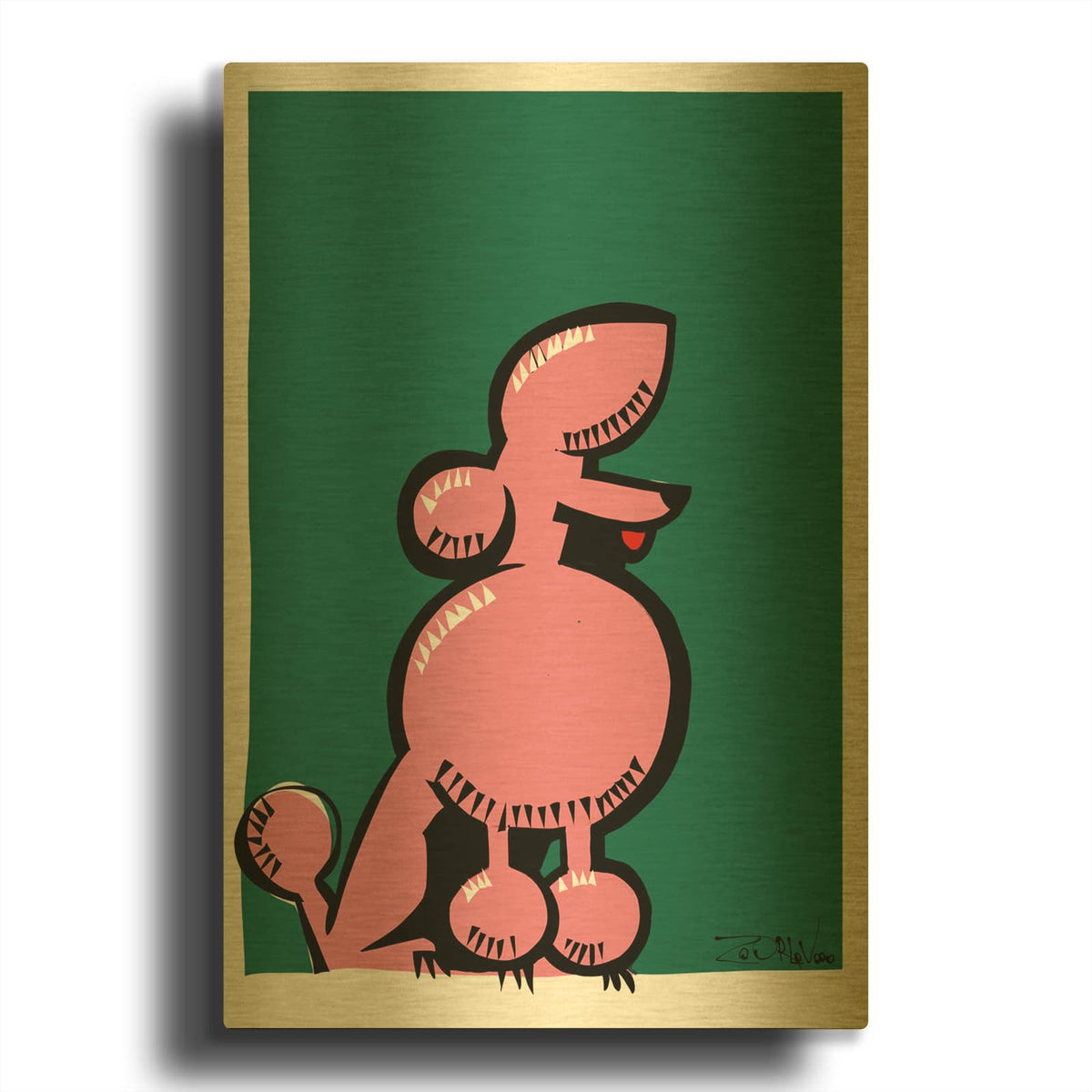 'Pink Poodle' By Irena Orlov Gold Metal Wall Art