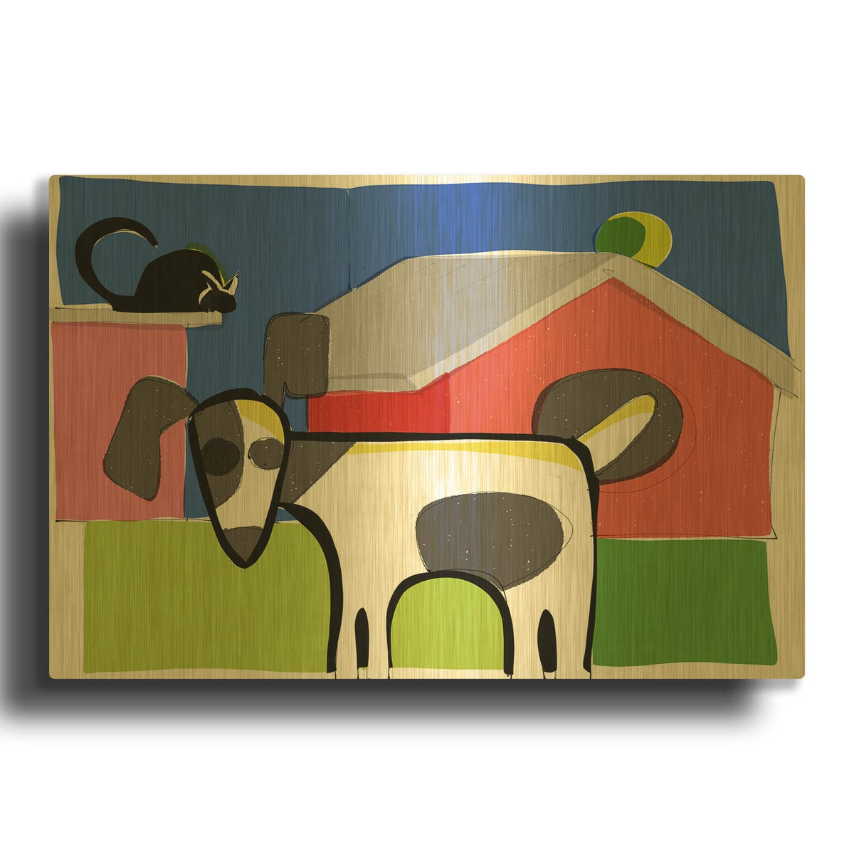 'Dog on Farm' By Irena Orlov Gold Metal Wall Art