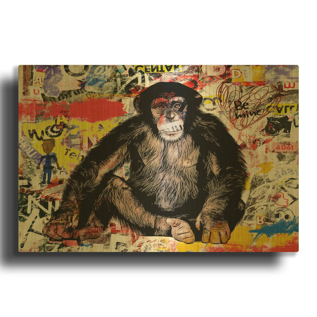 'Cool Chimp 2 Street Art' By Irena Orlov Gold Metal Wall Art