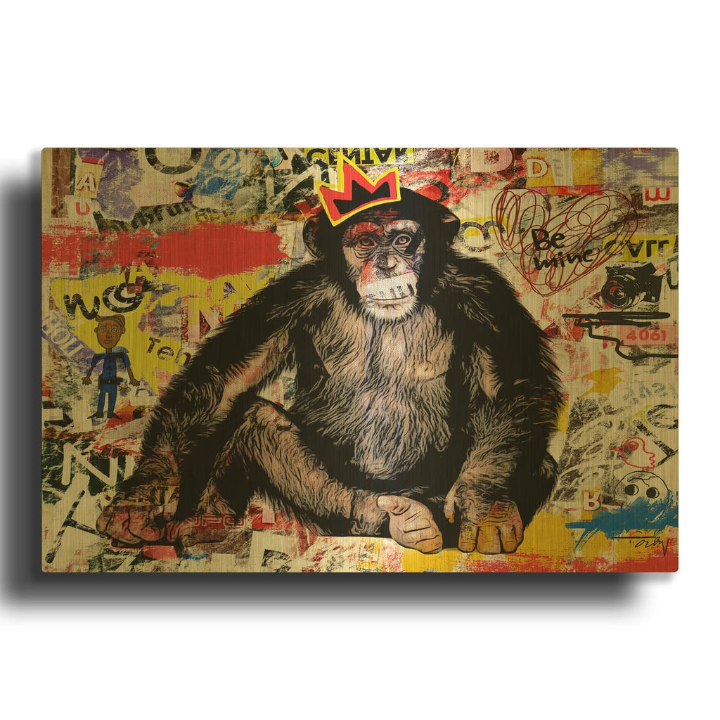 'Cool Chimp Street Art' By Irena Orlov Gold Metal Wall Art