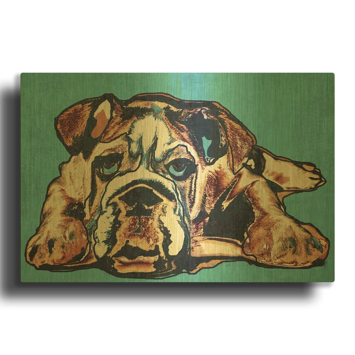 'Cute Bulldog' By Irena Orlov Gold Metal Wall Art