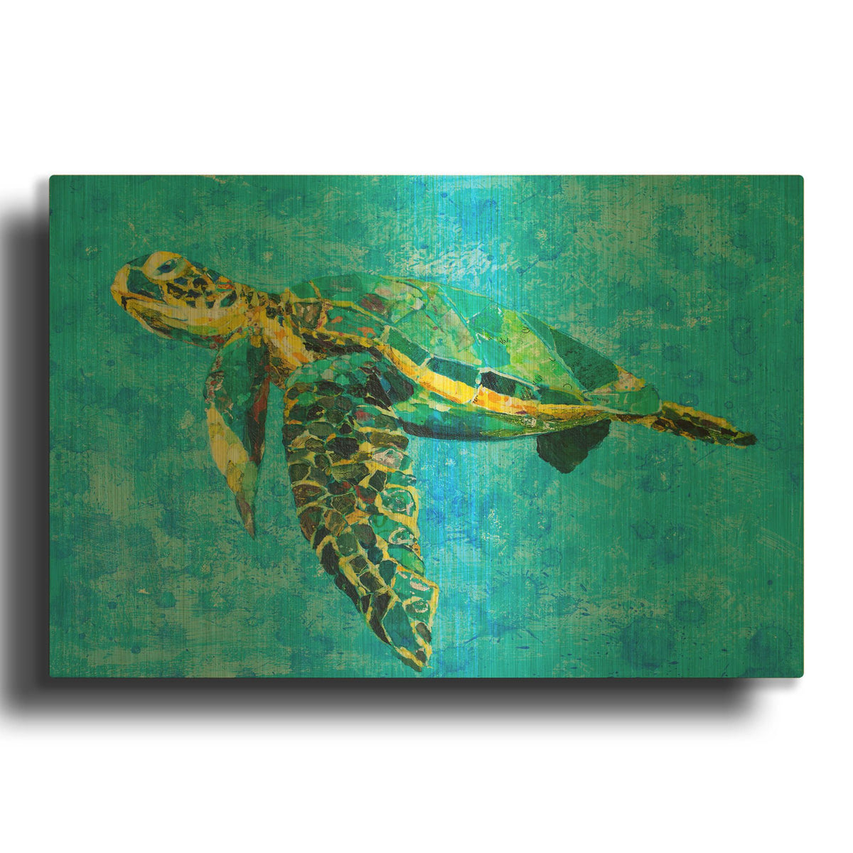 'Floating Sea Turtle' By St. Hilaire Elizabeth Gold Metal Wall Art