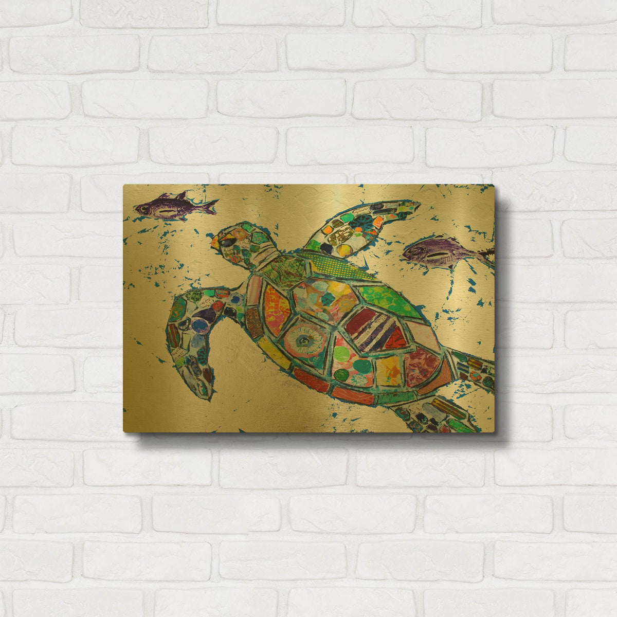 'Silver Sea Turtle' By St. Hilaire Elizabeth Gold Metal Wall Art