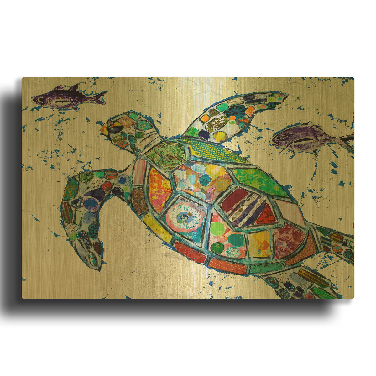 'Silver Sea Turtle' By St. Hilaire Elizabeth Gold Metal Wall Art