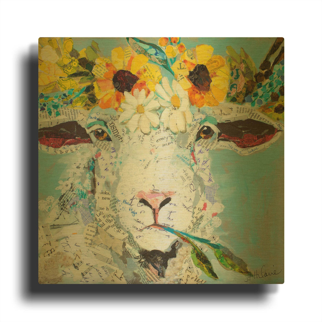 'Floral Sheep2' By St. Hilaire Elizabeth Gold Metal Wall Art