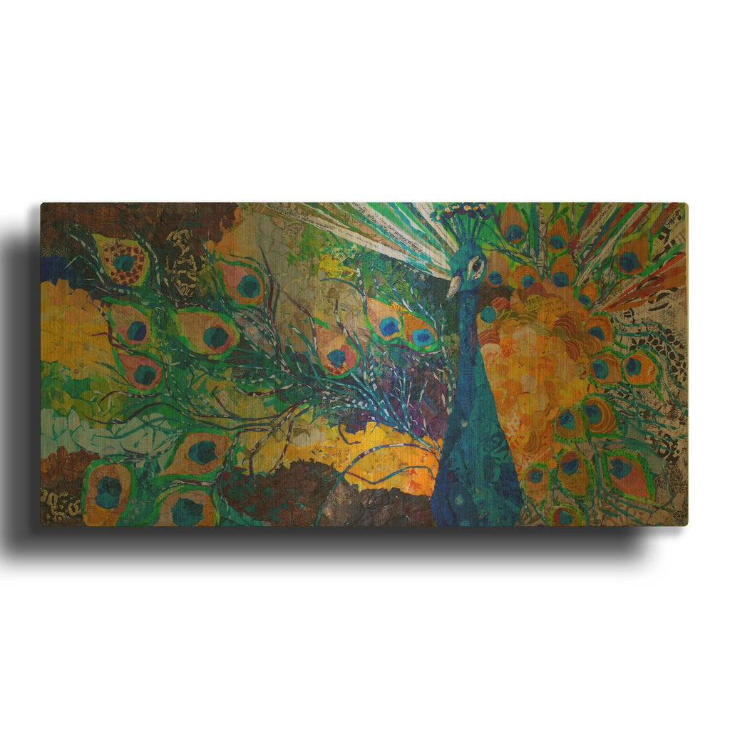 'Percy Peacock 2' By St. Hilaire Elizabeth Gold Metal Wall Art