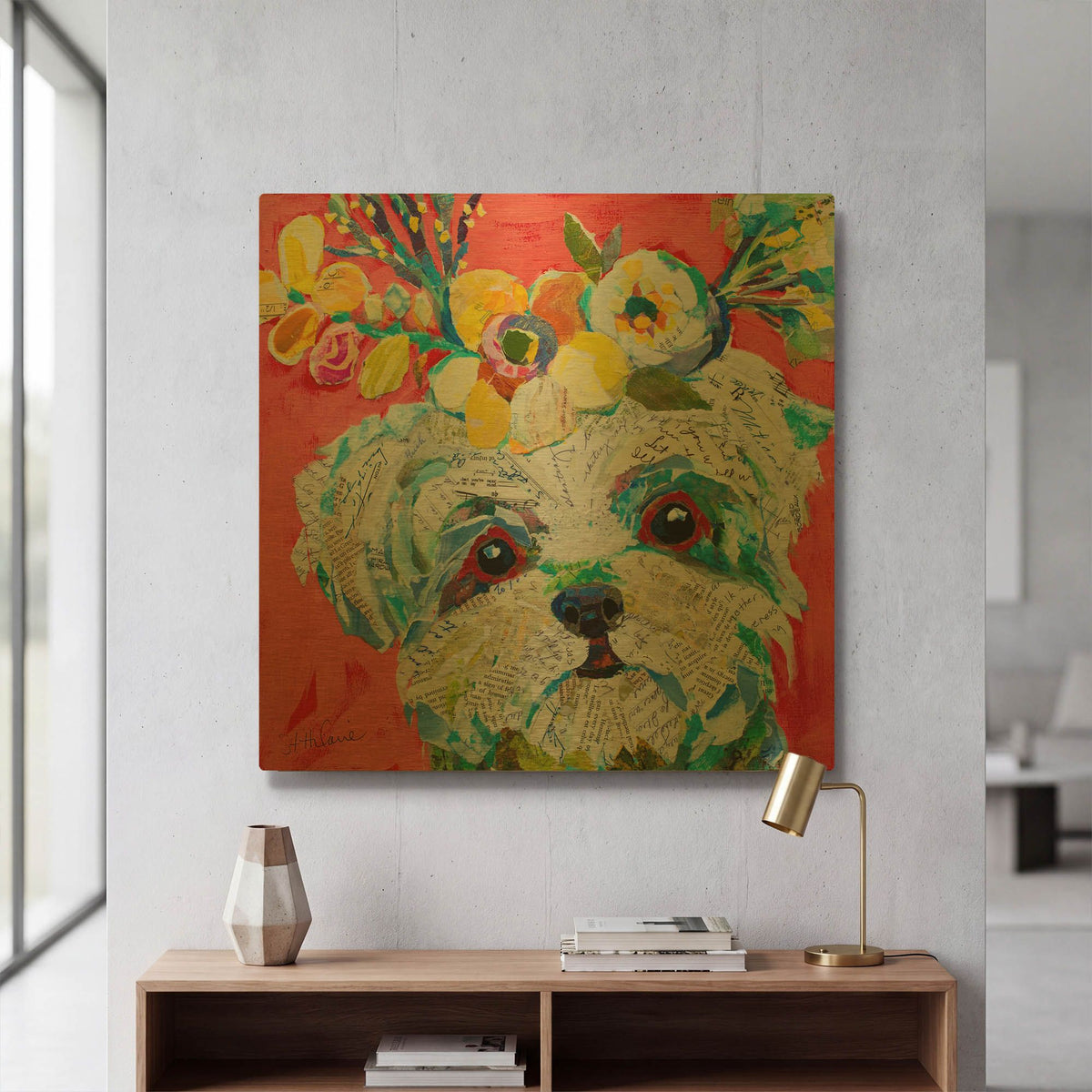 'Floral Hot Dog' By St. Hilaire Elizabeth Gold Metal Wall Art